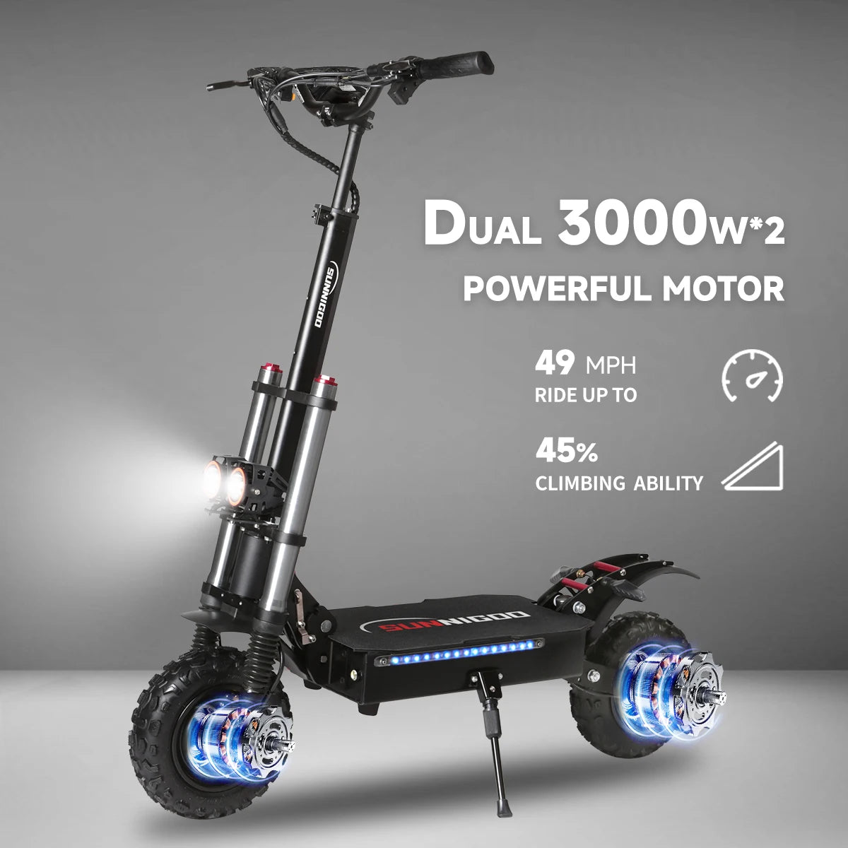 Off-Road Electric Scooter Dual Hub 6000w Escooter Foldable Electric Scooters 60V 38Ah Dual Motor 49MPH 43-49Miles Long Range