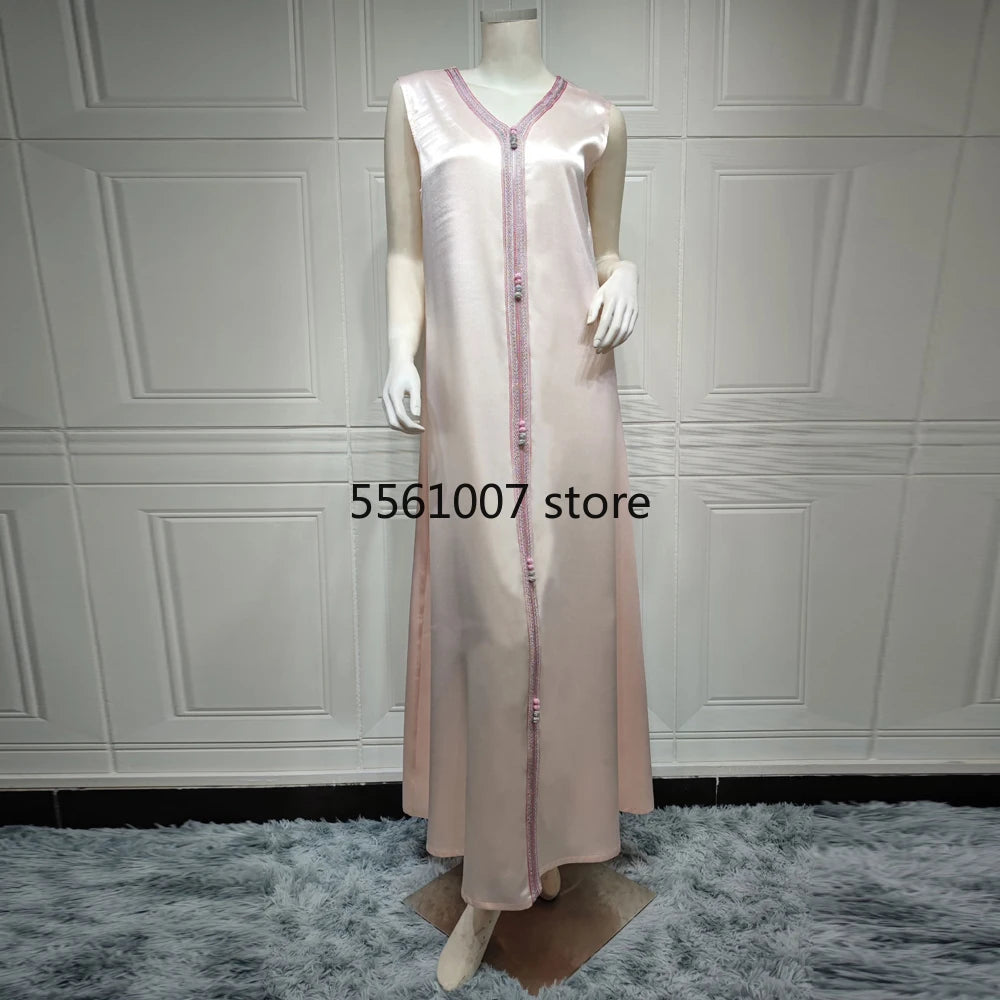 Muslim Kaftan Dress for Women, Long Sleeve Abaya, Islam Clothing, Kimono, Djellaba, Female Ramadan, Dubai, Turkey, 2 Piece Set