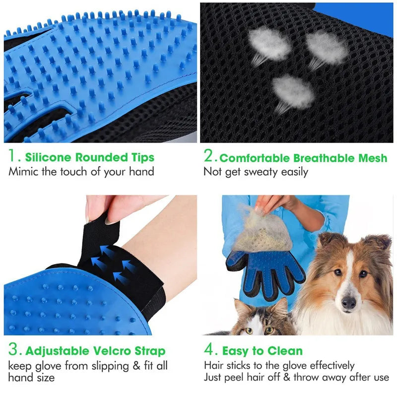 New Silicone Dog Toy for Brush Glove Deshedding Gentle Efficient Pet Grooming Glove Dog Bath Cat Cleaning Supplies Accessories