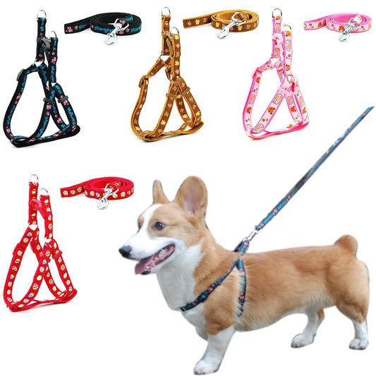 Dog Harness Leash Adjustable Pet Products Harness Leash Collar for Small Medium Dog Outdoor Walking  Corgi Bulldog