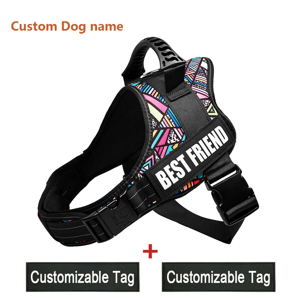 K9 Dog harness Nylon Adjustable customize dog name for dogs vest collar small large Chihuahua husky dog accessories dropshipping