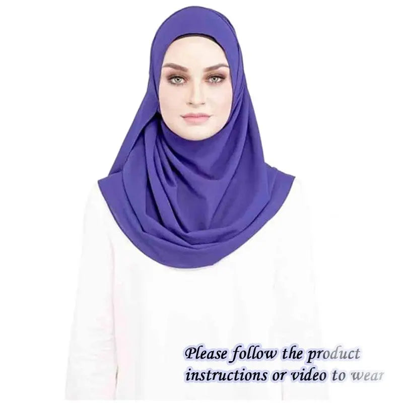 Double Loop Instant Hijab Scarf Bubble Chiffon Sports Women Muslim Shawl Islamic Headscarf Easy To Wear Femme Musulman Turban