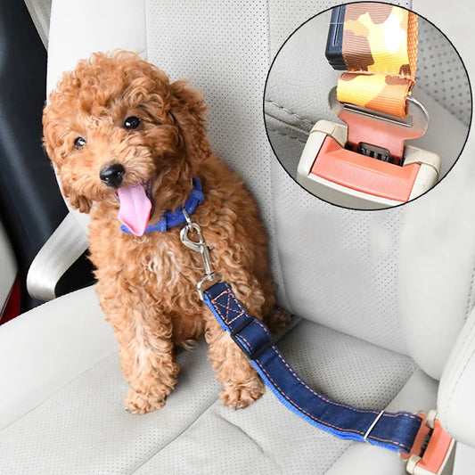 Adjustable Puppy Dog Car Seat Belts Nylon Pet Vehicle Seatbelt Lead for Dogs Pets Supplies Safety Lever Auto Traction Products