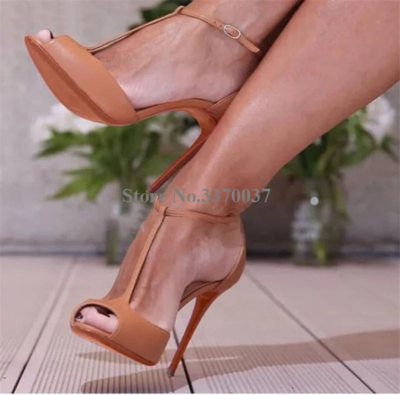 Spring New Fashion Women Peep Toe Patent Leather Stiletto Heel Pumps Wine Red Ankle Strap High Heels Formal Dress Shoes