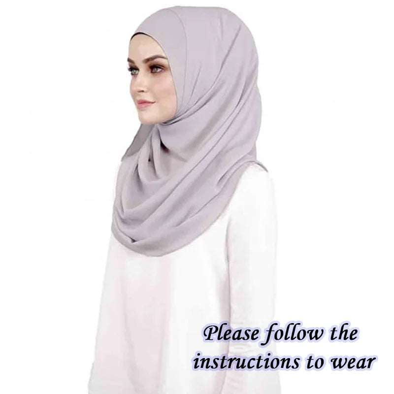 Double Loop Instant Hijab Scarf Bubble Chiffon Sports Women Muslim Shawl Islamic Headscarf Easy To Wear Femme Musulman Turban