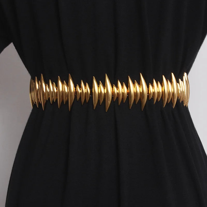 2024 New Designer Belts For Women High Quality Luxury Brand Female Elastic Gold Belt Ladies Waist Fish Metal Dress Waistband