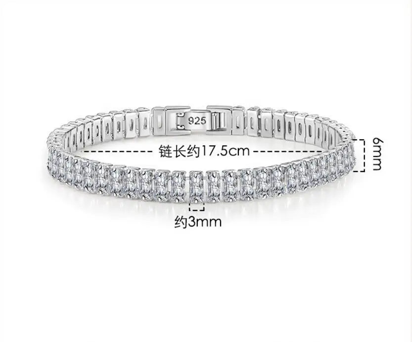 3/3.5/4/5mm Real Moissanite Bracelet Sparkling S925 Sterling Silver Luxury Wedding Party Diamond Jewelry