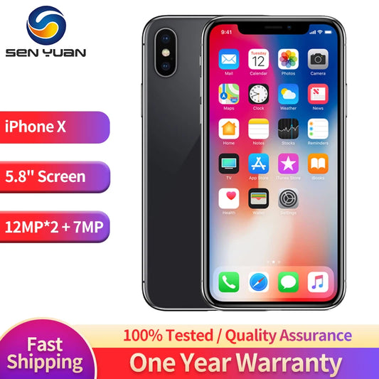 Apple iPhone X Phone 64GB/256GB ROM 5.8" 3GB RAM 12MP Hexa Core iOS A11 Dual Back Camera 4G LTE Unlocked iphone x Smart Phone