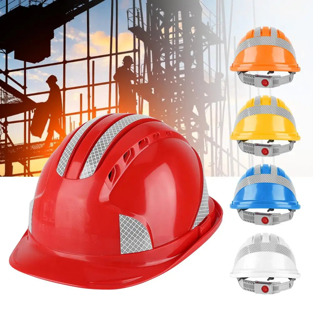 Worker Construction Site Protective Cap Ventilate ABS Hard Hat Reflective Stripe Safety Helmet