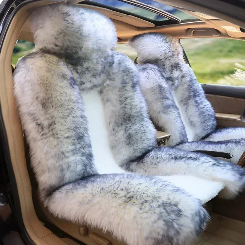 Winter Fur Capes For Cars Universal Fur Car Seat Covers Full Set For Cold Season Car Accessories Interior Woman Front Seat