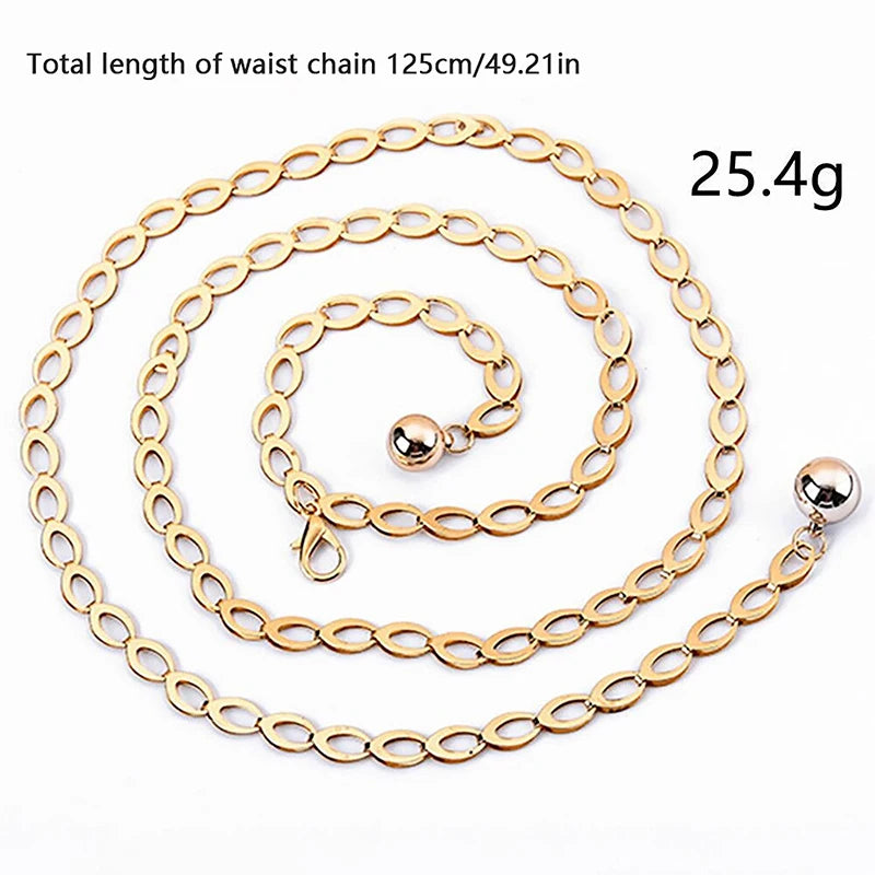 Women Fashion Belts Luxury Designer Belt Retro Silver Carved Hollow Out Chain Belt for Women Elegant Round Metal Women Belt