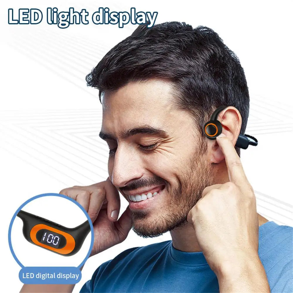 Bone Conduction Headphone 5.3 Wireless Waterproof Sport Earphones Lightweight Ear Hook Headset Support TF Card