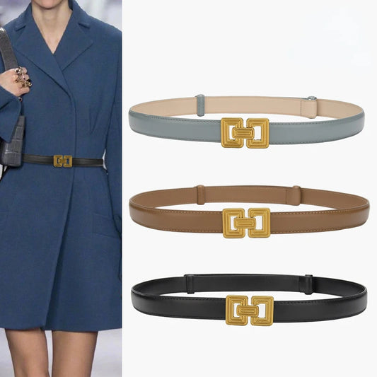 Luxury Women's Belts Adjustable Women's Fashion Versatile Thin Belt Leather Designer High Quality Belt Dress Coat Decoration