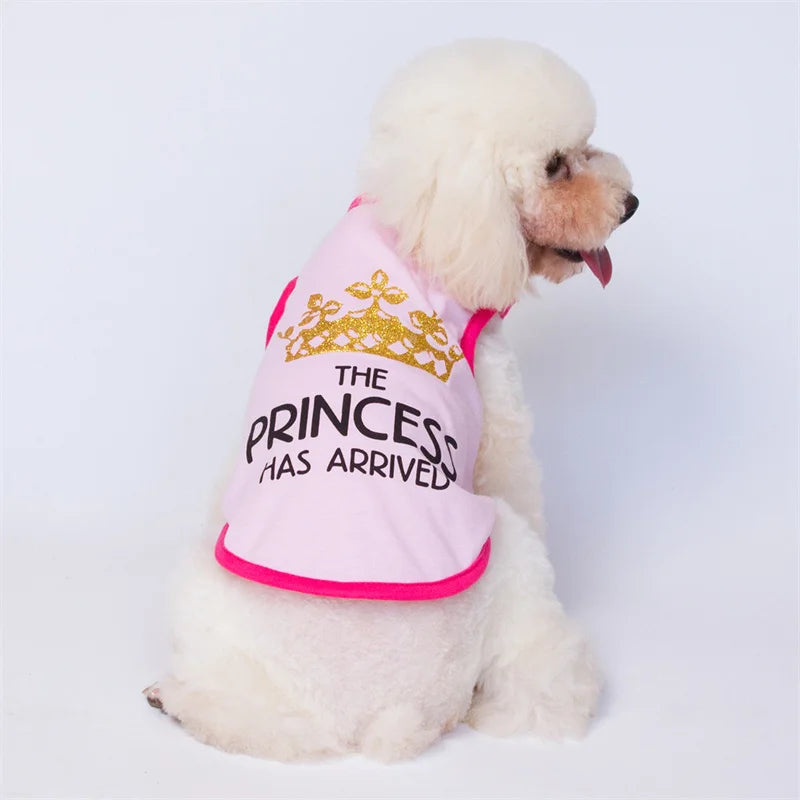 Princess Crown Dog Vest T Shirt Summer Cotton Pet Clothes for Small Dogs Chihuahua Poodle Shirts Puppy mascotas Clothing Prince