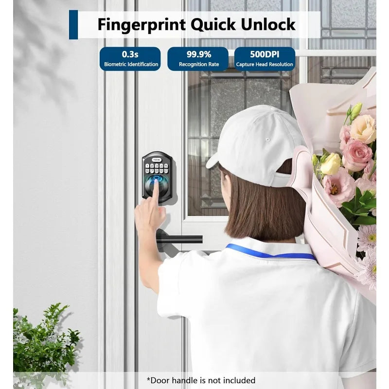 TEEHO TE002 Fingerprint Door Lock - Keyless Entry Door Lock - Electronic Keypad Deadbolt Lock - Smart Locks for Front Door