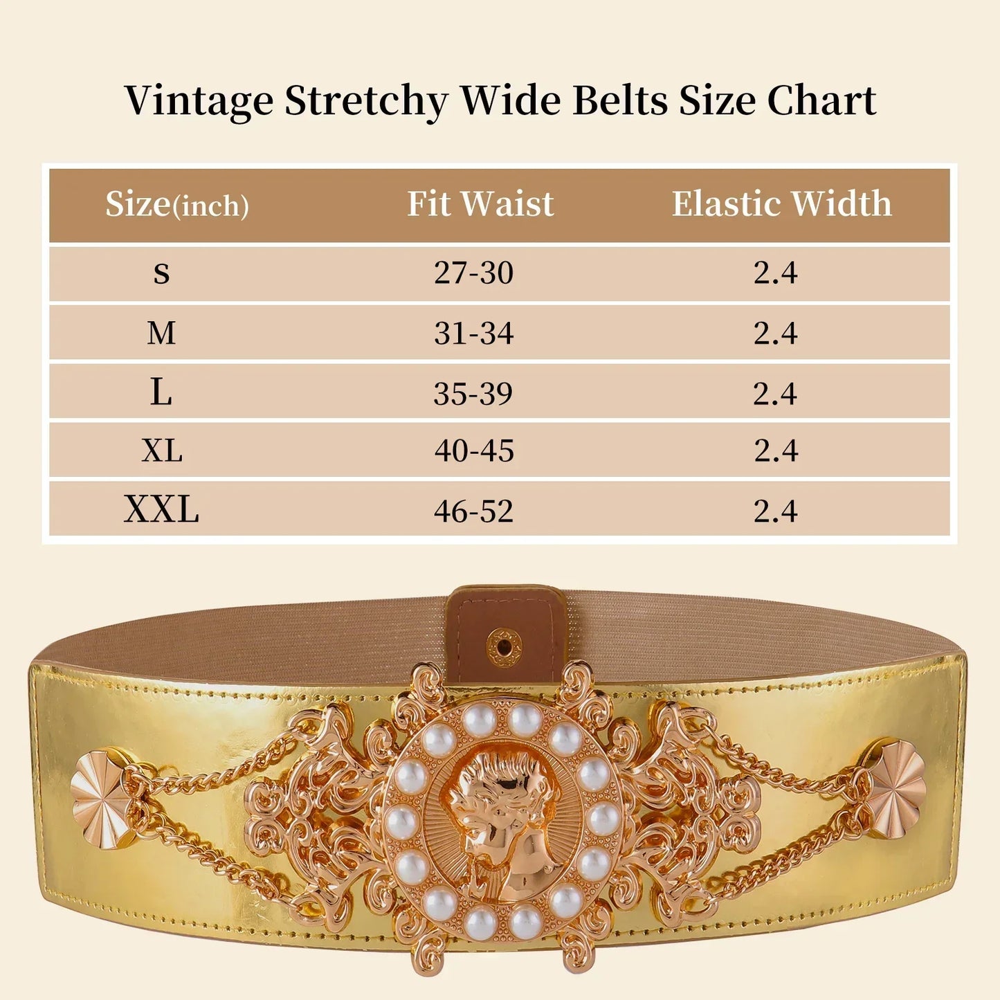 2024 New Ladies Pearl Fashionable Golden Wide Waist Seal Dress Decoration Waist Elastic Belts for Women Luxury Designer Brand