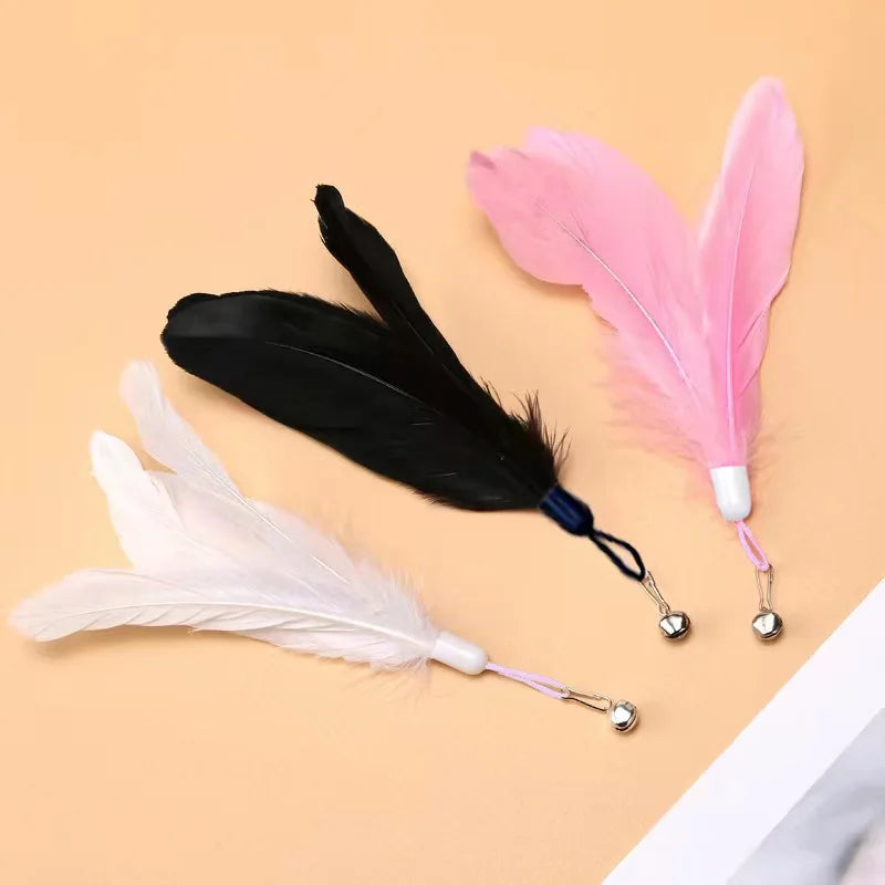 Cats Toys Feathers Wand Interactive Toy Kitten Toys with Super Suction Cup Detachable  Feather Replacements Cat Accesorios