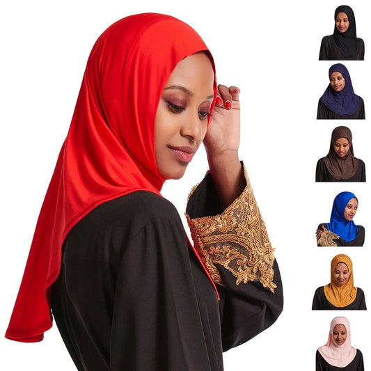 One Piece Ramadan Muslim Women Hijab Instant Headscarf  Amira Scarf Islam Prayer Niqab Turban Ready To Wear Shawl Wrap Headwear