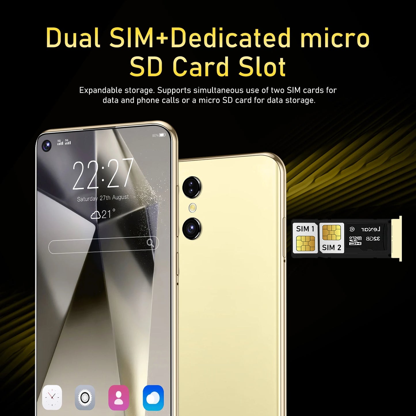 2024 New smartphone 5G 7.3-inch high-definition Android 14 Snapdragon 8gen3 10core dual SIM phone 7800mAh unlocking  smartphone