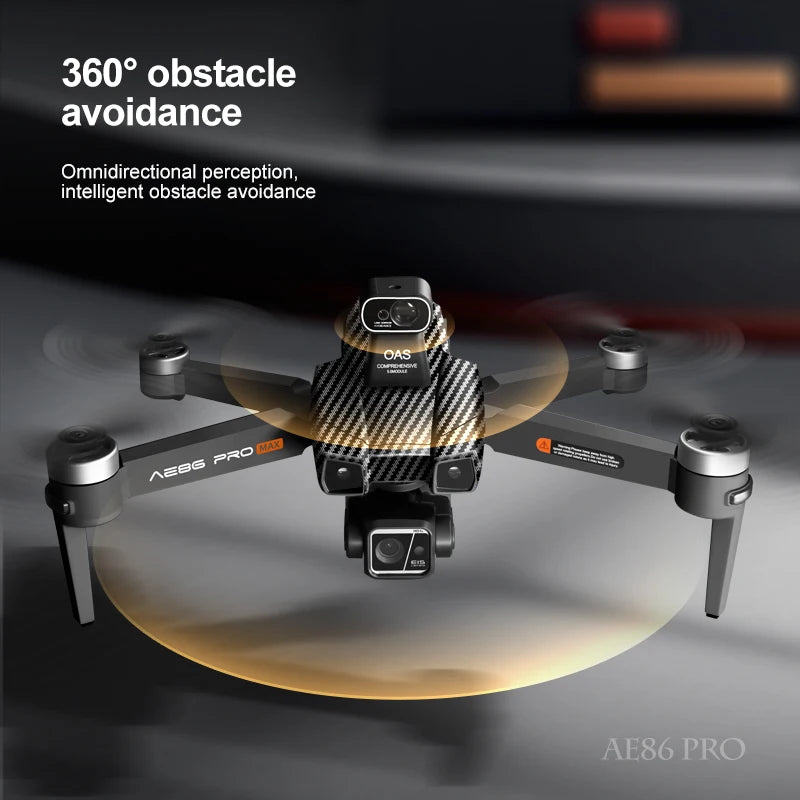 AE86 PRO MAX 3-Axis Gimbal Obstacle Avoidance Brushless Motor 4k Camera Dron Rc Fpv Mini Drones GPS Quadcopter with Screen