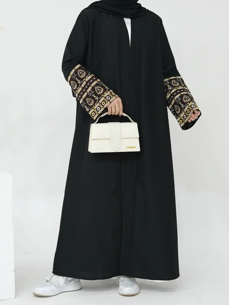 Cotton Liene Embroidery Muslim Abaya for Women Eid Robe Dress Morocco Ramadan Abayas Kaftan Islam Cardigan Dubai Arab Long Robe