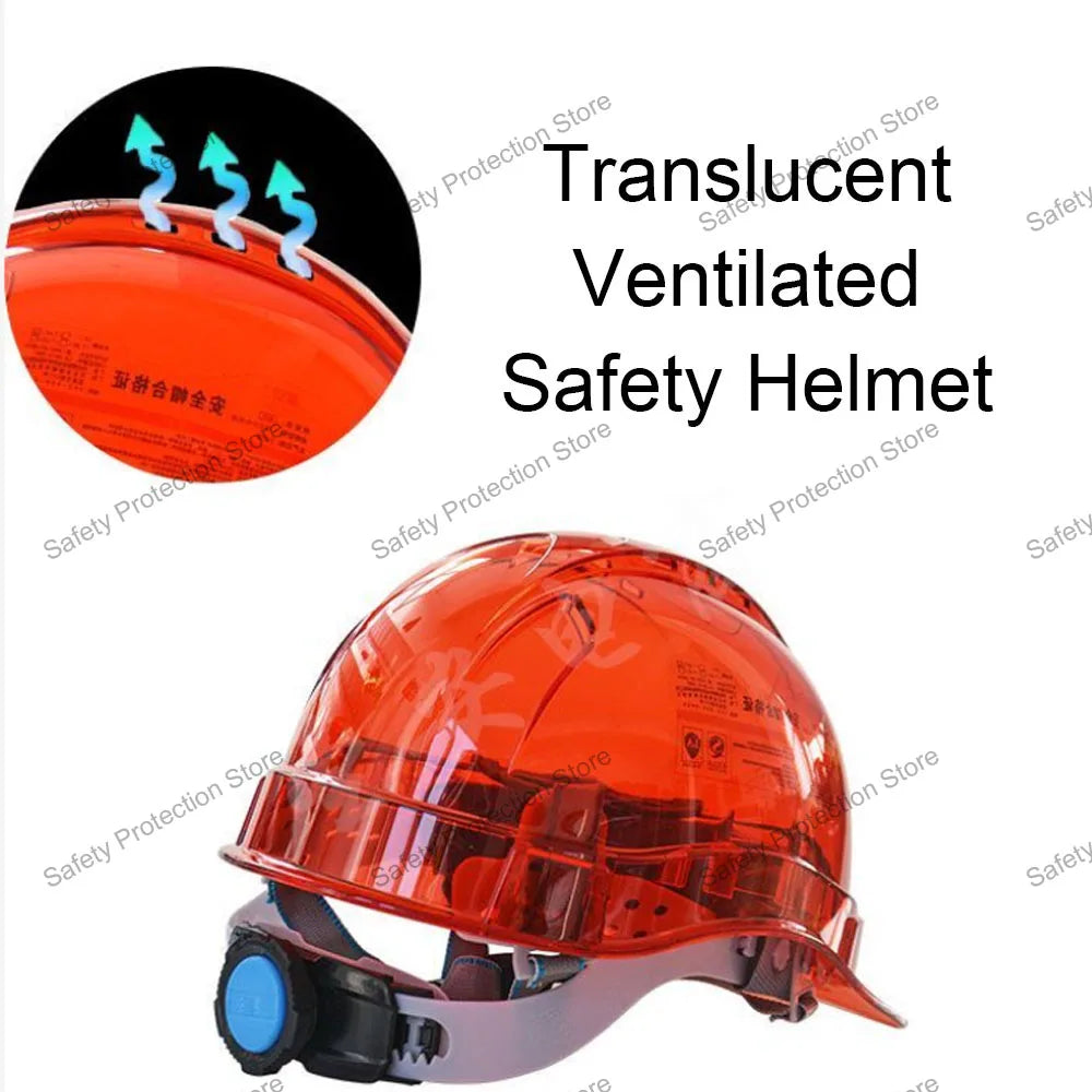 Transparent Construction Safety Helmet Climbing Steeplejack Worker Protective Vented Hard Hat Outdoor Workplace Head Protection