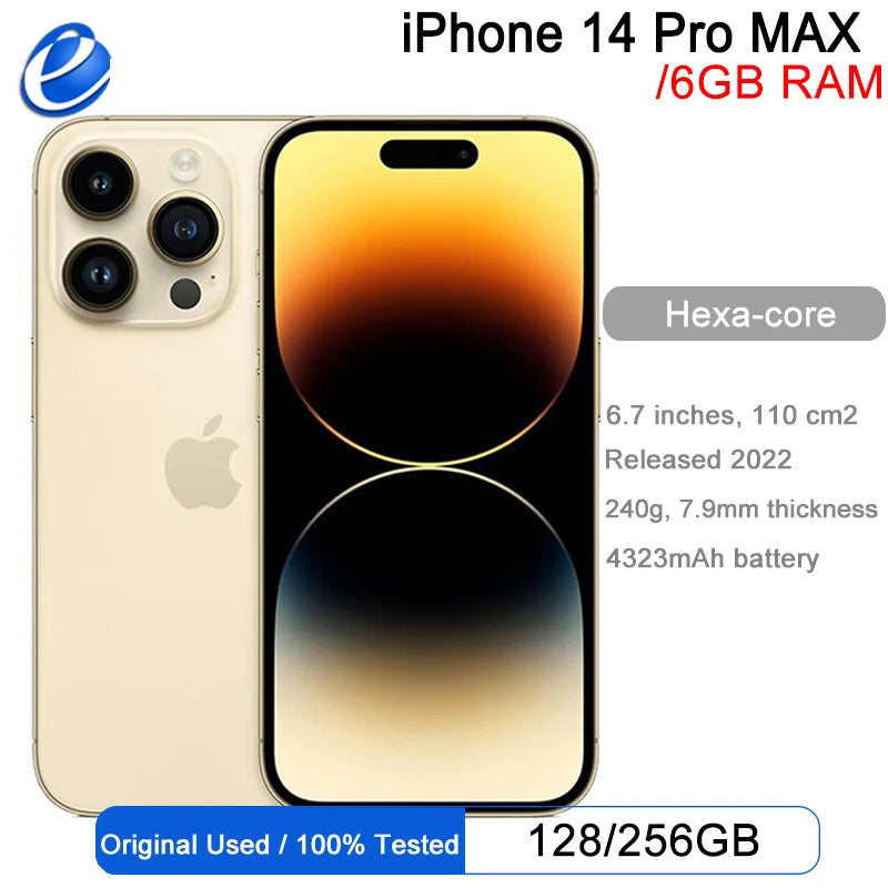 Apple iPhone 14 Pro Max 128/256GB 6GB 6.7" Genuine Retina OLED Face ID NFC  Cell Phone