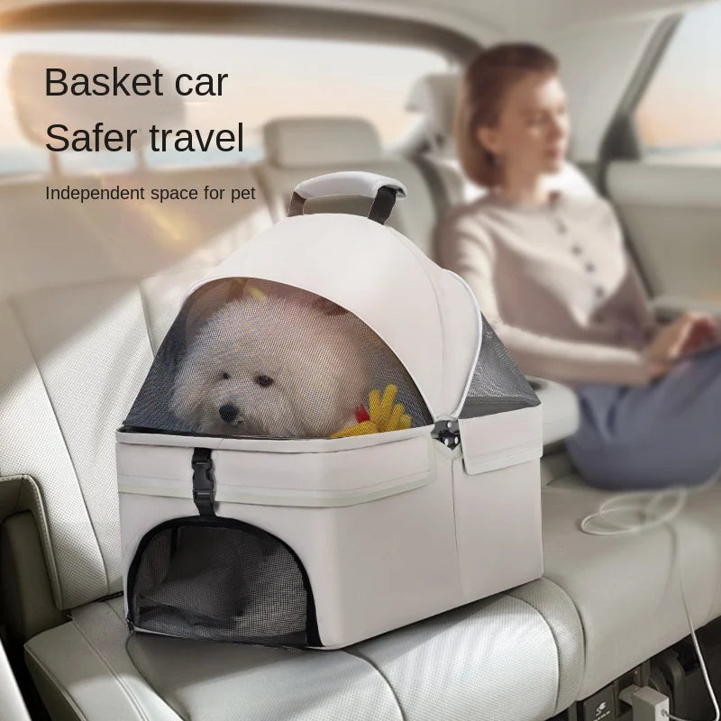 Outdoor Foldable Pet Stroller 4-Wheel Dog Travel Stroller Pushchair Jogger with Storage Basket for Puppy Cat Pet Suplies