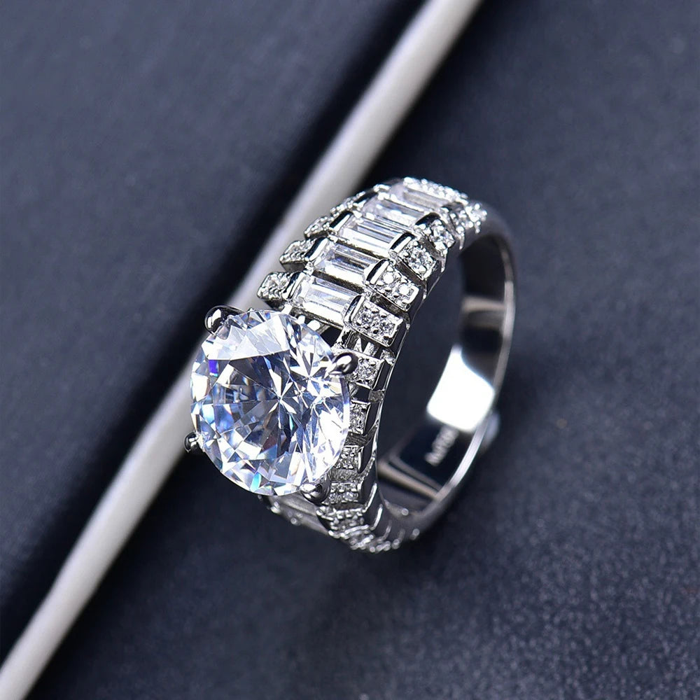 Luxury 5 Carat D Color VVS1 Real Moissanite Rings for Women Engagement Wedding Jewelry GRA Certified 925 Sterling Silver Ring