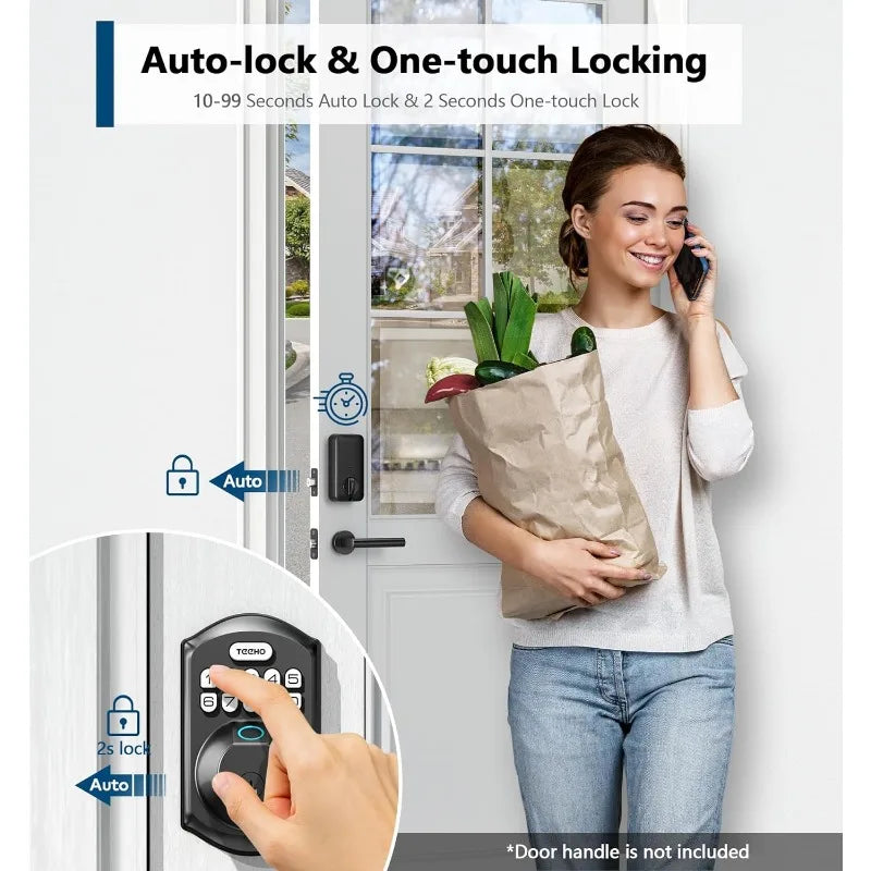 TEEHO TE002 Fingerprint Door Lock - Keyless Entry Door Lock - Electronic Keypad Deadbolt Lock - Smart Locks for Front Door