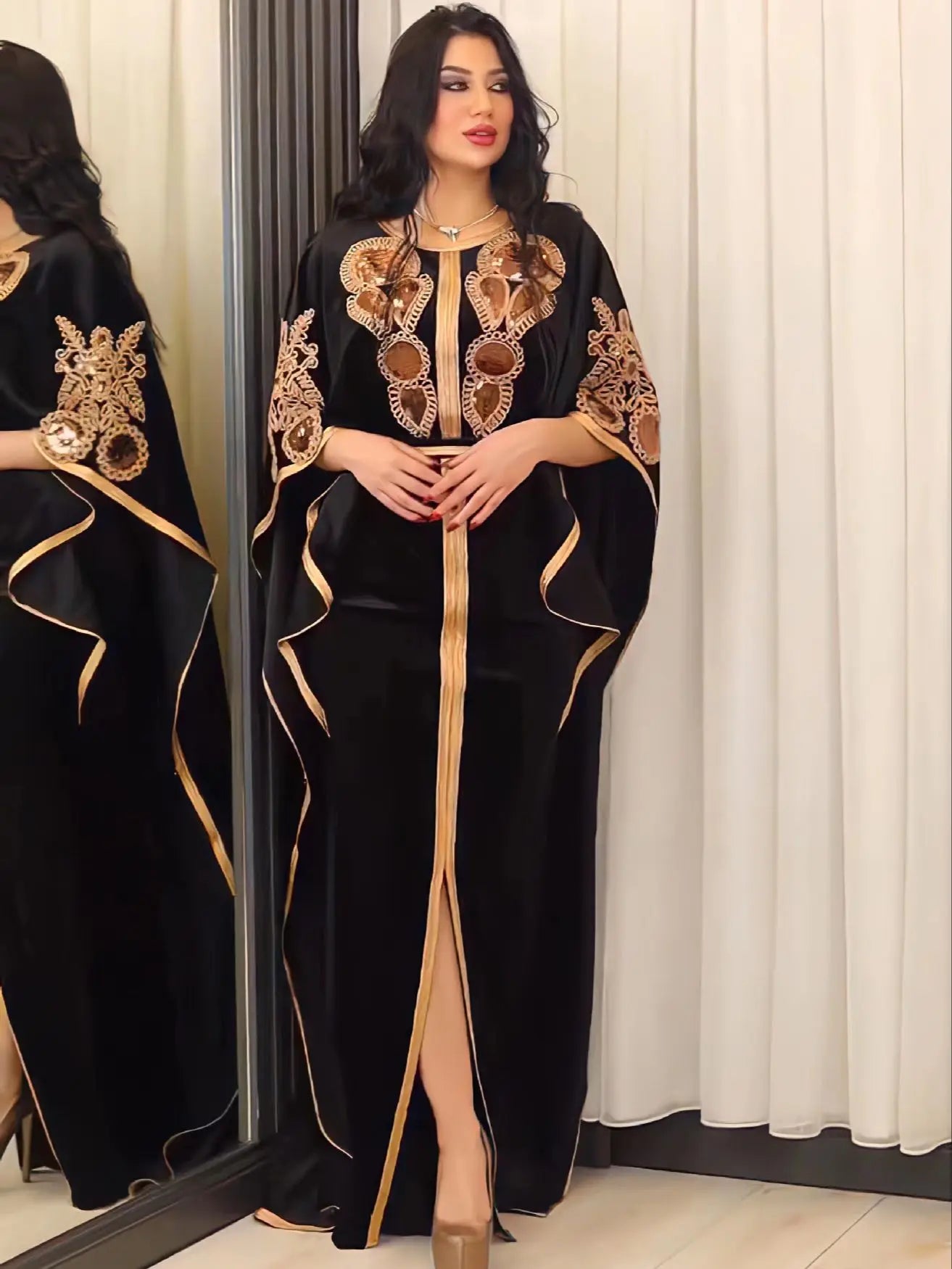 Arabic Abaya Dubai Muslim Kaftan Maxi Dress Women Luxury Velvet Caftan Marocain Evening Party Long Dresses 2024 Abayas Femme