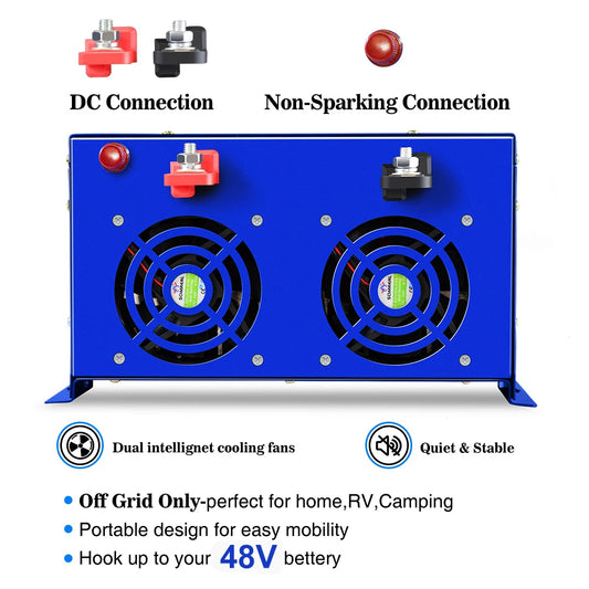 10000W Pure Sine Wave Inverter 24V 220V Solar Inverter Power Bank Battery Converter 12V/36V/48V/96V DC to 110V/120V/230V/240V AC