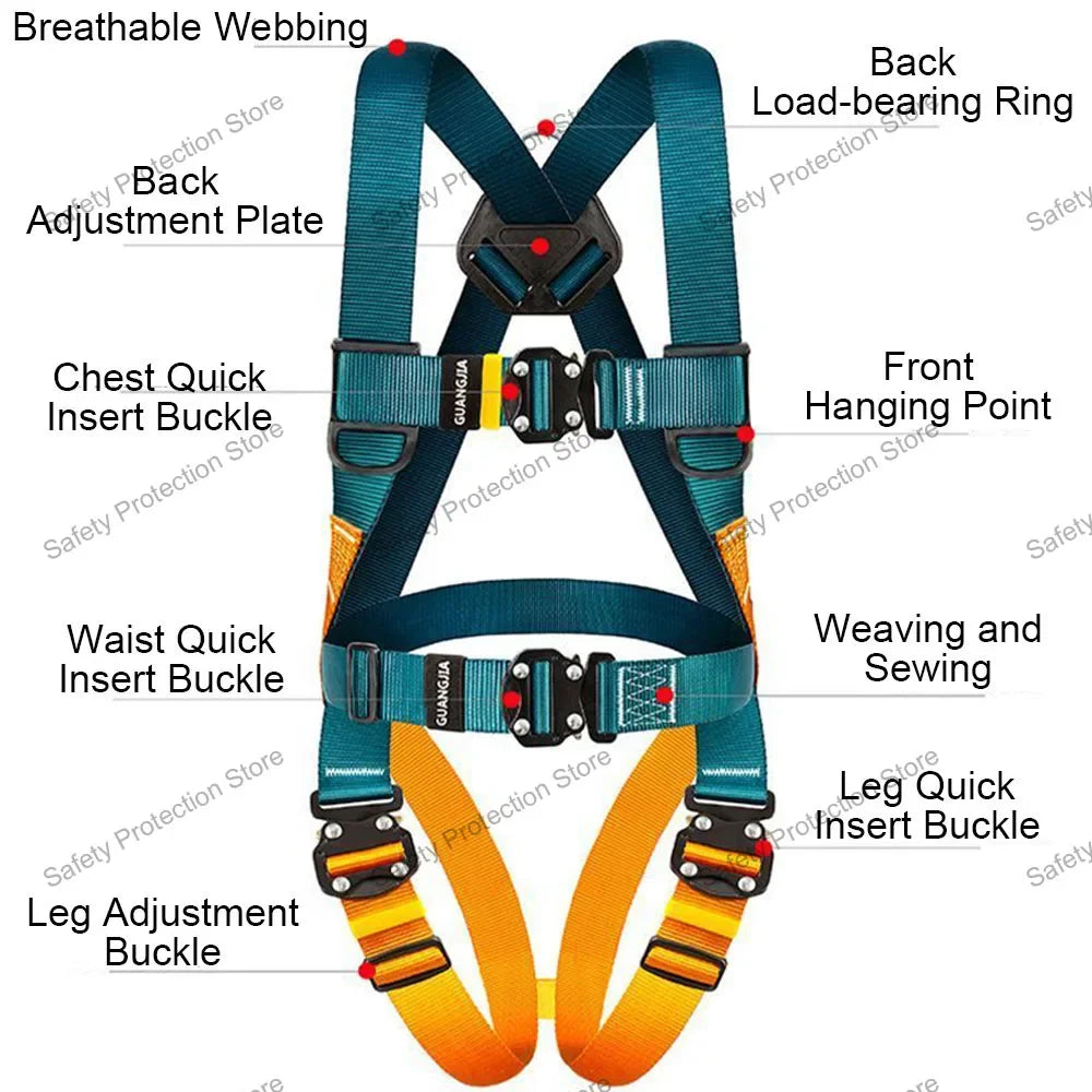 Full Body High Altitude Work Safety Harness Five-point Safety Belt/Rope Outdoor Climbing Training Construction Protect Equipment