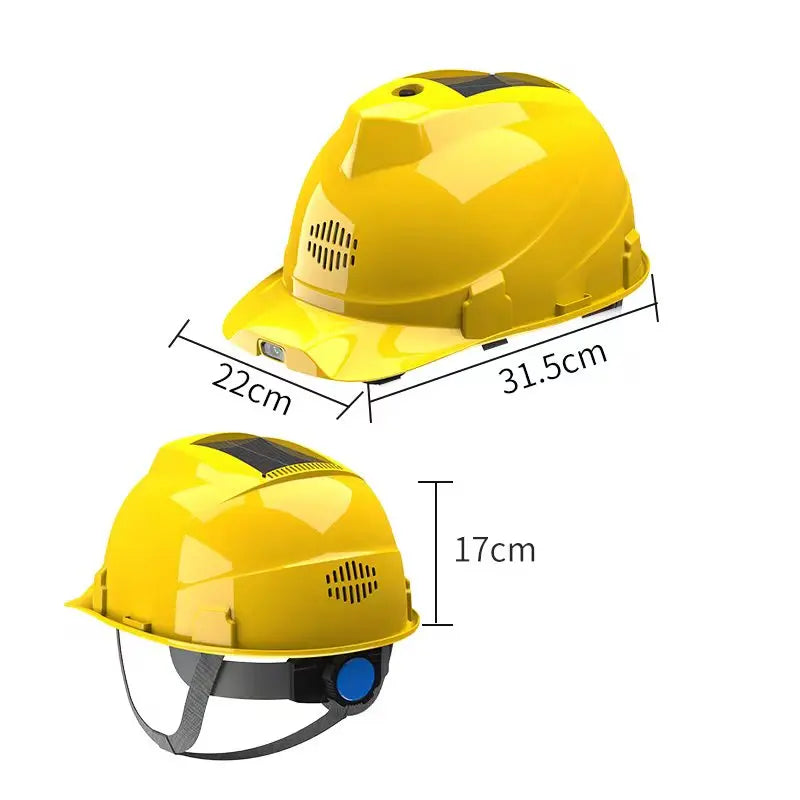 Construction Helmet With Solar Panel, Power Bank,  2 Fans, Air Condition,  and Headlight, Construction Work Safety Helmet