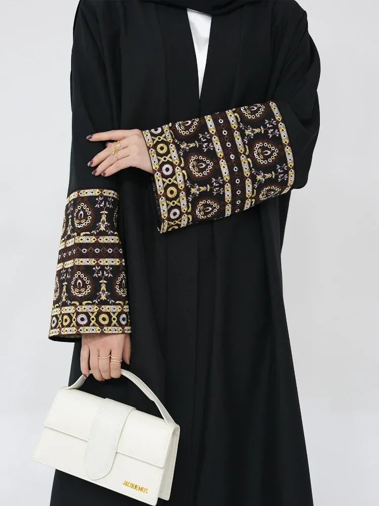 Cotton Liene Embroidery Muslim Abaya for Women Eid Robe Dress Morocco Ramadan Abayas Kaftan Islam Cardigan Dubai Arab Long Robe