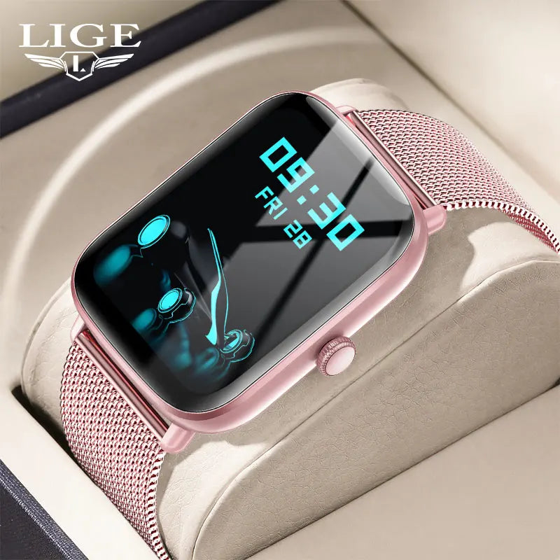 LIGE Smart Watch Women Bluetooth Call Smartwatch for Android HUAWEI Xiaomi Phone and iOS Apple iPhone Ladies Smart Bracelet Pink