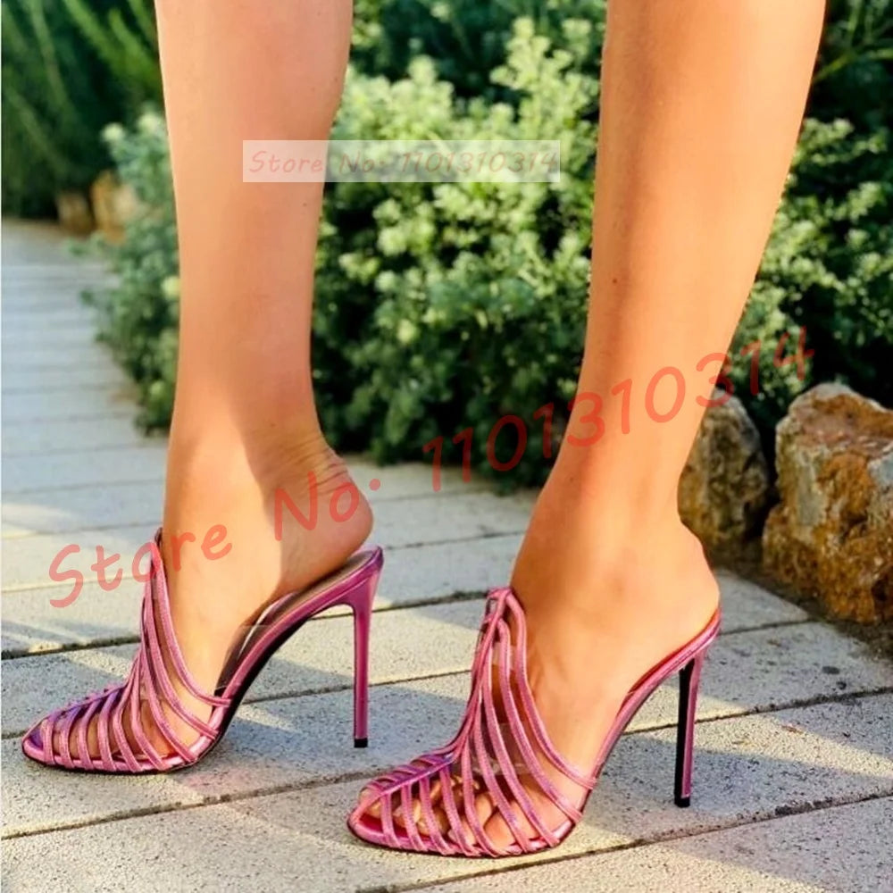 Clear Strap Spool Heeled Pumps Women Elegant T-strap Round Toe Evening Shoes Fashion Office Ladies Sexy Pvc Pink Dress Pumps