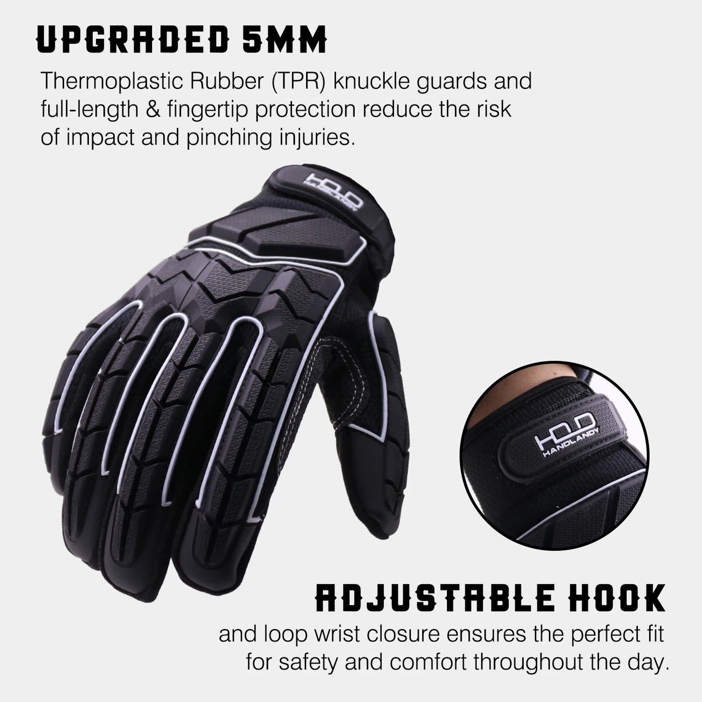 HANDLANDY Anti-Vibration Gloves, SBR Padding, TPR Protector Anti-Impact Gloves, Men Mechanic Work oil and gas Gloves