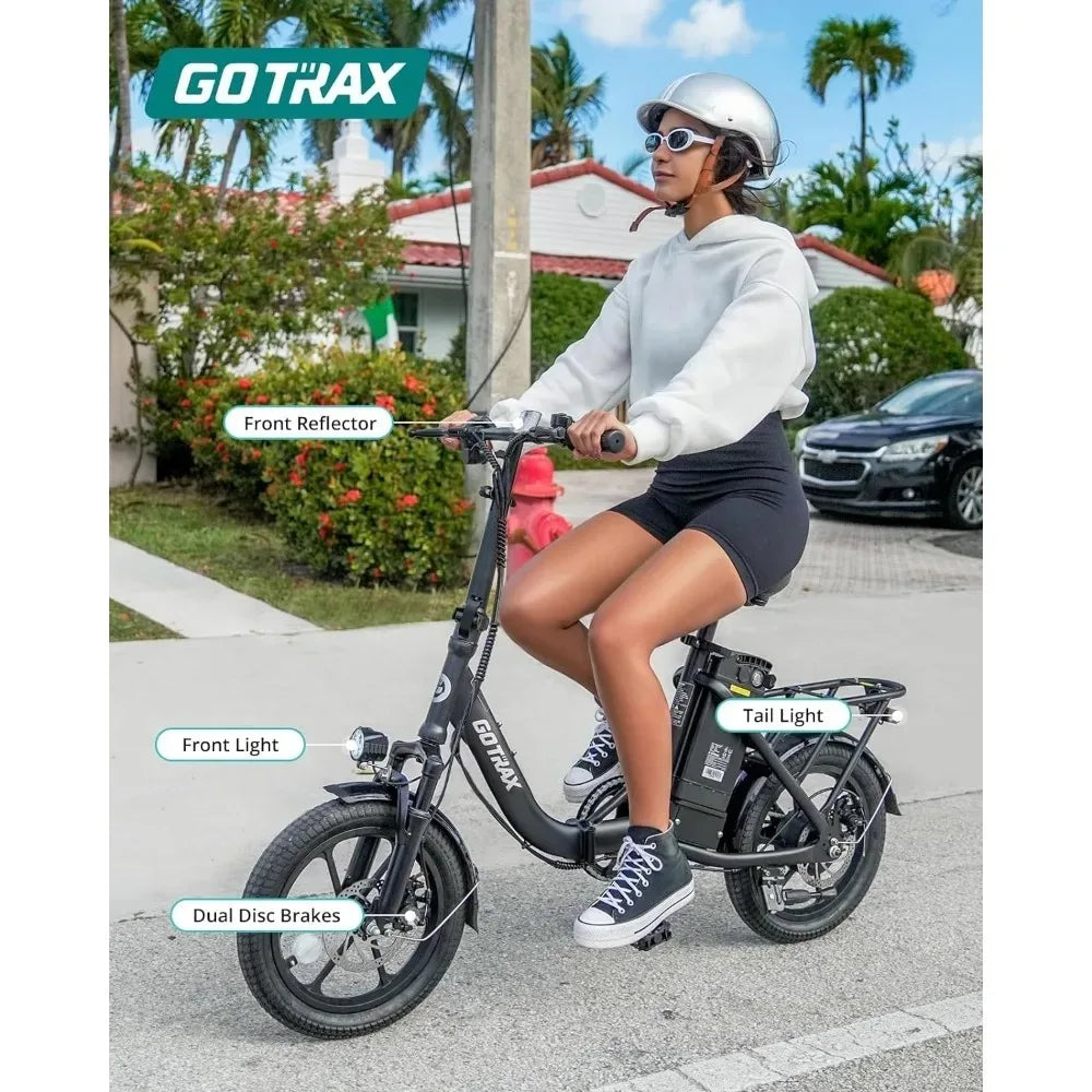 16" Electric Bike, Max 25Miles Range(Pedal-Assist) & Speed 15.5Mph Power by 350W Motor, Folding E-Bike with Removable Battery