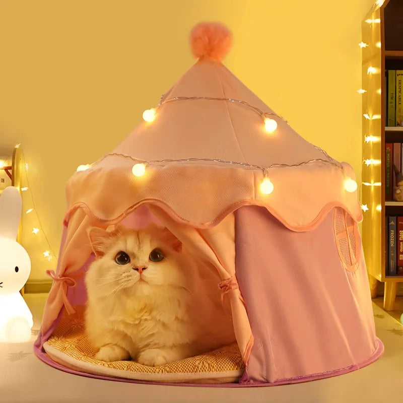 Dog Cat House Nest With Outdoor Portable Storage Cat Tent Semi-Closed Dog Villa Sleep Kennel Kitten Princess Bed Pet Suplies