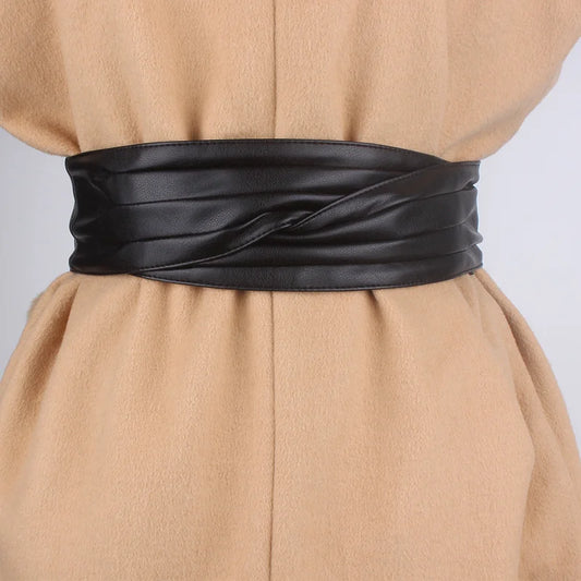 luxury designer women Waist wide leather belts for dress coat corset belt without buckle cummerbunds ceinture female ladies