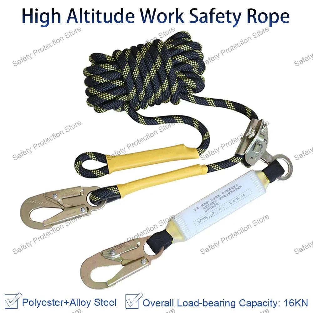 High Altitude Work Vertical Lifeline Assembly Safety Harness Rope Hook Anti Fall Protect Safety Belt Rope Equipment with Buffer