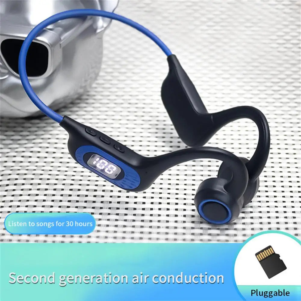 Bone Conduction Headphone 5.3 Wireless Waterproof Sport Earphones Lightweight Ear Hook Headset Support TF Card