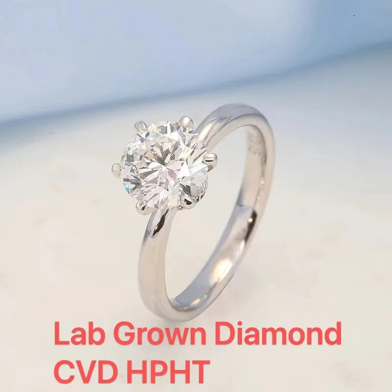 New Classic Style Center 1.5ct CVD HPHT IGI Lab Grown Real Diamond Engagement Rings for Women Gift 14K White Gold