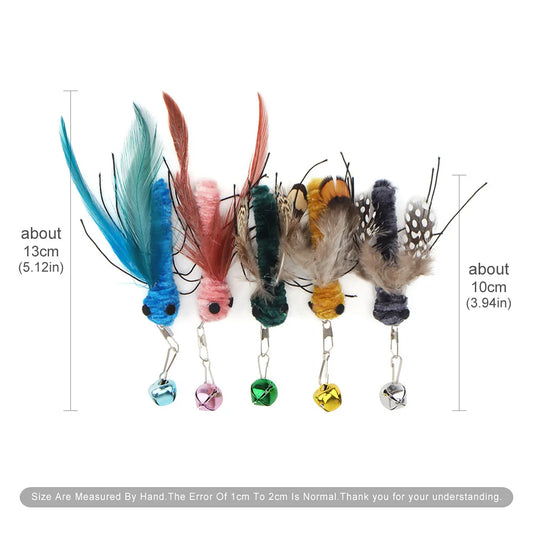 3pcs/6pcs Feather Cat Toy Replacement Head Cat Funny Teaser Stick Wand Bug Artificial Insect Pet Toy