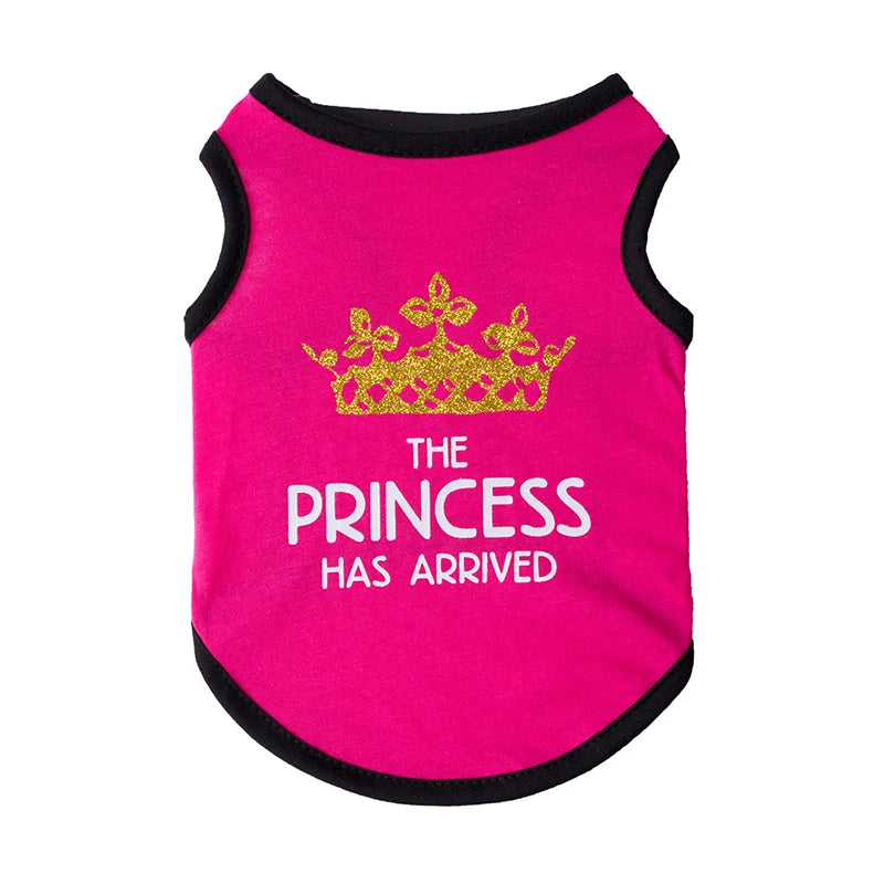 Princess Crown Dog Vest T Shirt Summer Cotton Pet Clothes for Small Dogs Chihuahua Poodle Shirts Puppy mascotas Clothing Prince