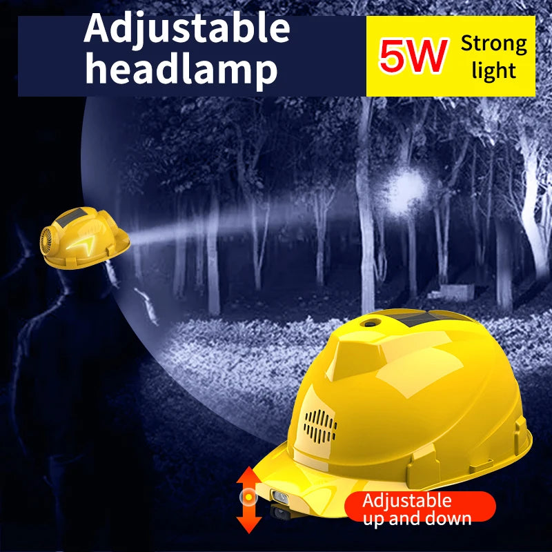 Construction Helmet With Solar Panel, Power Bank,  2 Fans, Air Condition,  and Headlight, Construction Work Safety Helmet