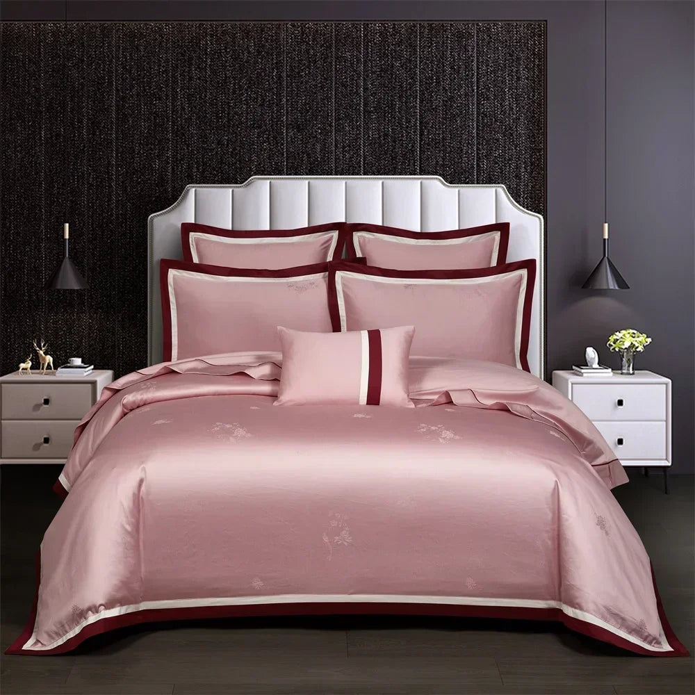 Svetanya Family European Egyptian Cotton Duvet Cover Set 4/6/7Pcs Jacquard Queen King Bed Linens Bedding Sets