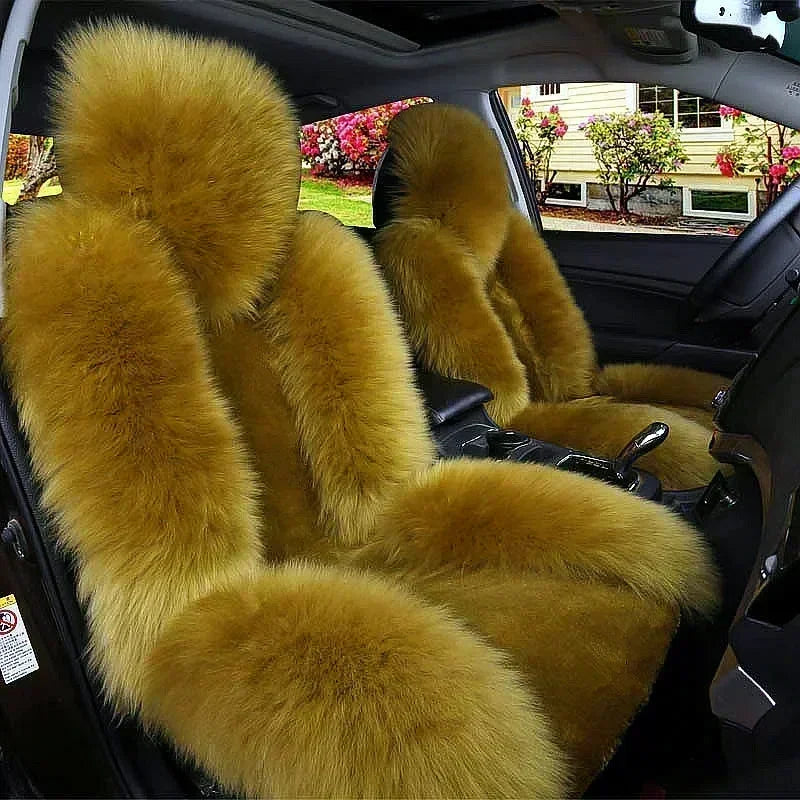 Winter Fur Capes For Cars Universal Fur Car Seat Covers Full Set For Cold Season Car Accessories Interior Woman Front Seat