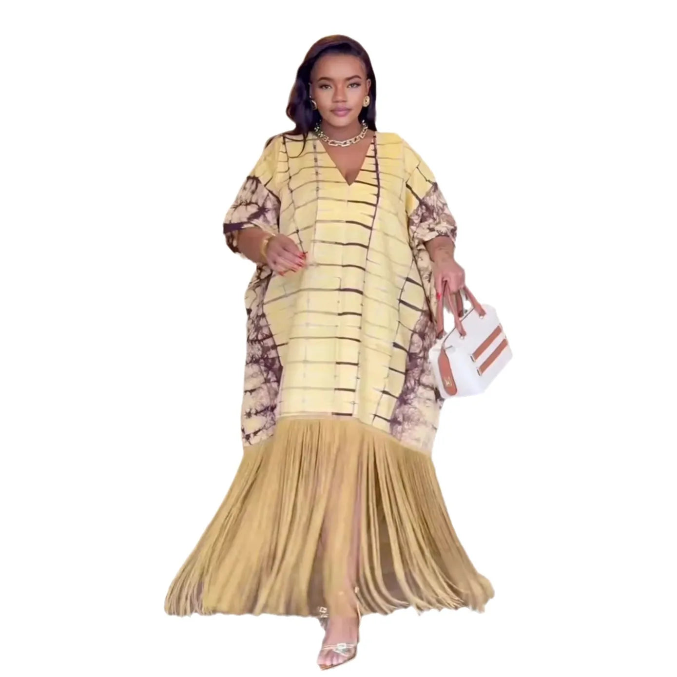 Tassels African Dresses For Women Muslim Fashion Abayas Boubou Dashiki Ankara Outfits Evening Gown Dubai Kaftan Abaya Robe